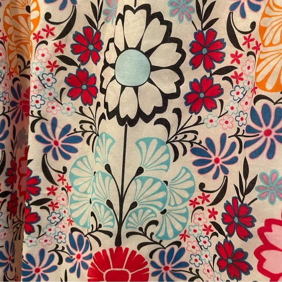 Talbots Floral Tile Print Smocked Cotton Dress Size 12 Fit & Flare Garden Party - Picture 5 of 12